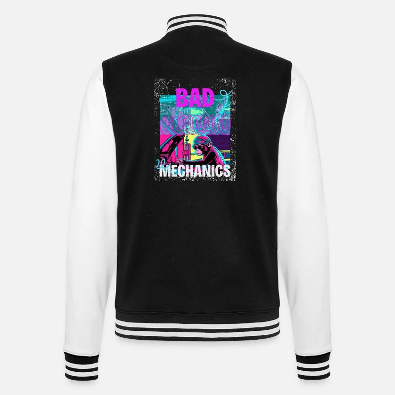 Bad Mechanics – Monkey Garage Style - College Sweat Jacket - black/white