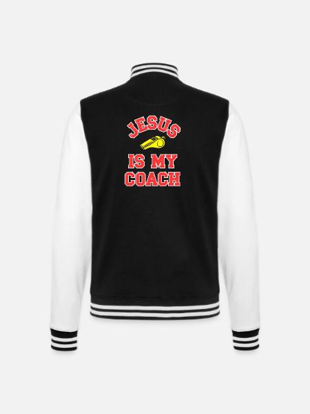 Jesus as a Coach Motivational Design - College Sweat Jacket - black/white