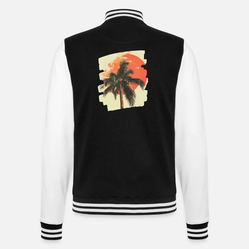 Palm Tree Sunset Summer - College Sweat Jacket - black/white