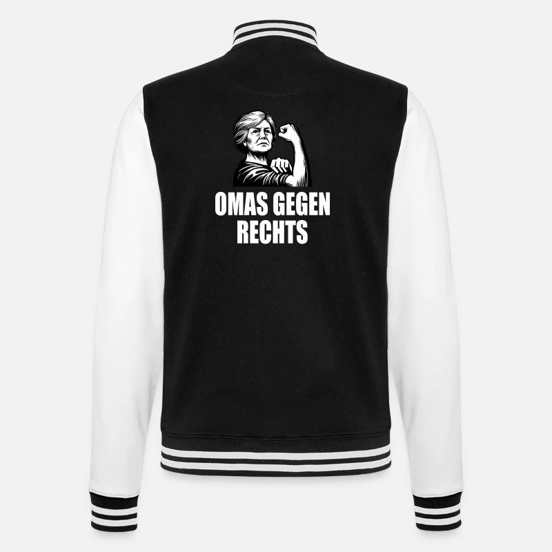 Omas gegen rechts - College-Sweatjacke - Schwarz/Weiß