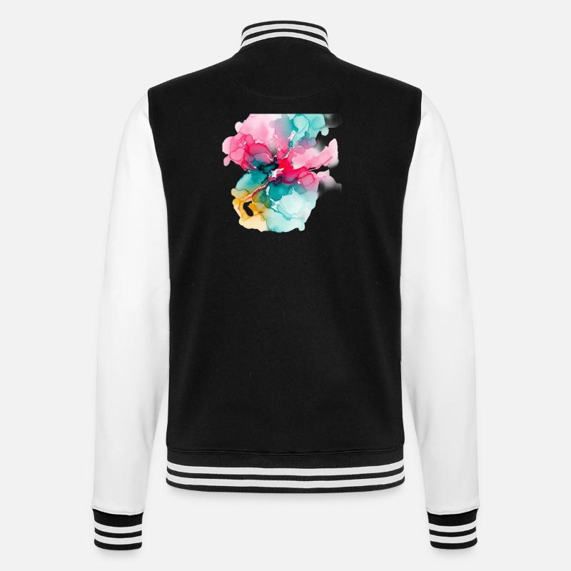Abstrakte Aquarell-Blüte: Lebendige Farbexplosion - College-Sweatjacke - Schwarz/Weiß