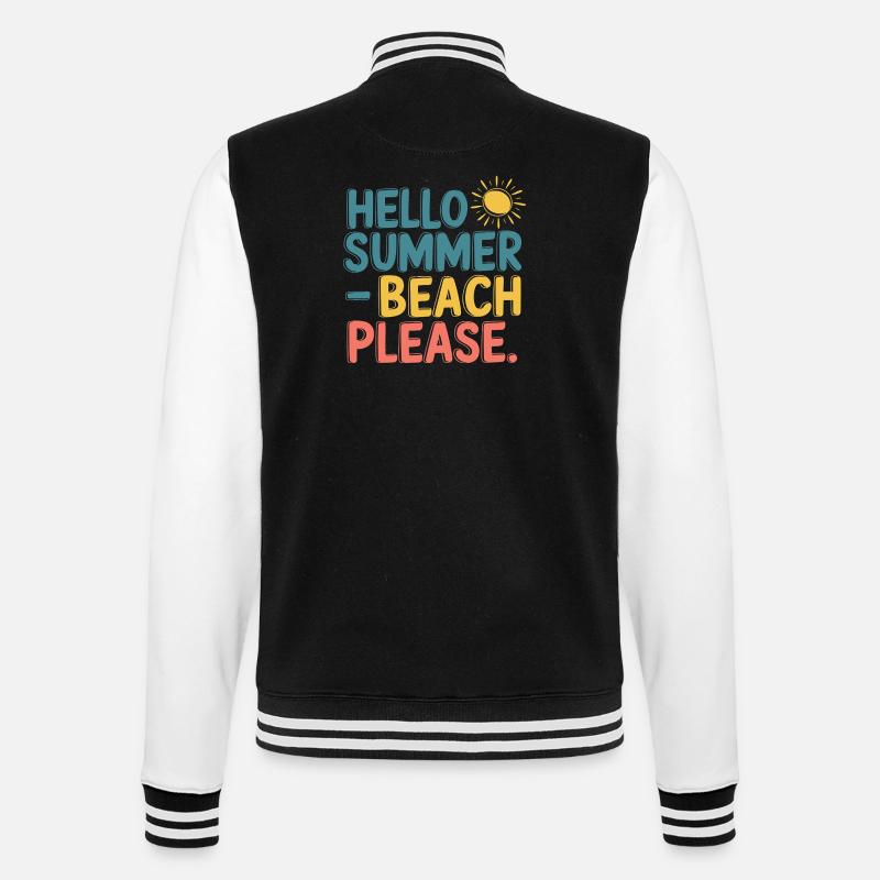 Hello Summer – Beach Please! - College-Sweatjacke - Schwarz/Weiß