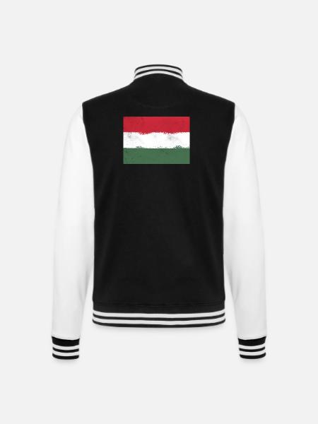 Flag of Hungary - College Sweat Jacket - black/white