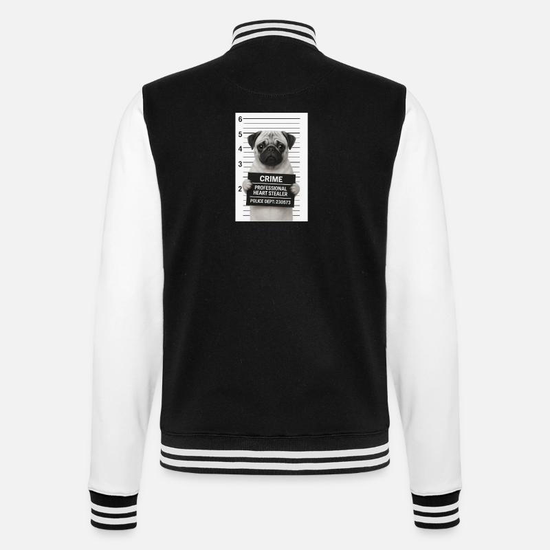 Verbrecherischer Mops - College-Sweatjacke - Schwarz/Weiß