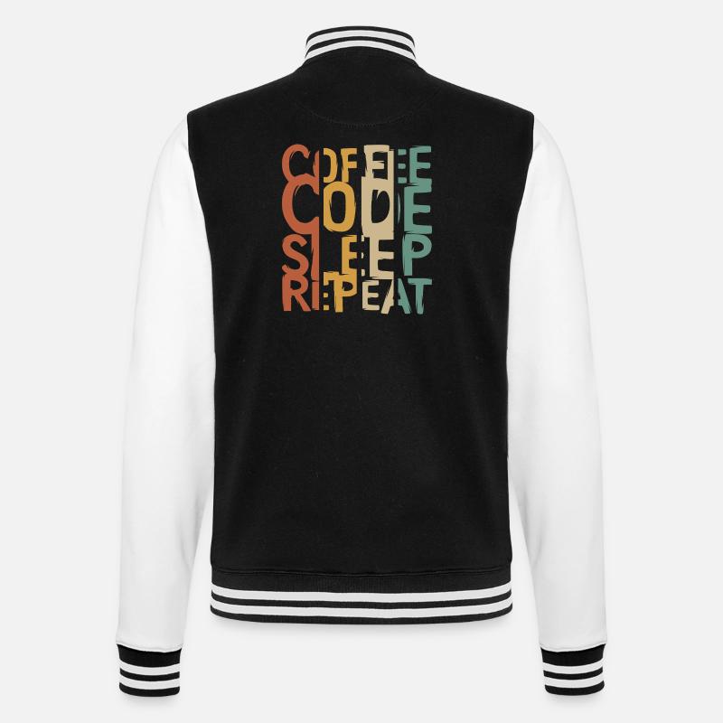 Coffee Code Sleep Repeat – Developer Design - College Sweat Jacket - black/white