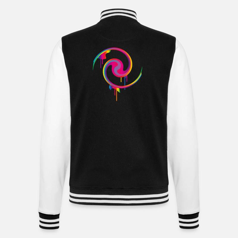 Bunter Graffiti-Farbstrudel mit Tropfeffekt - College-Sweatjacke - Schwarz/Weiß