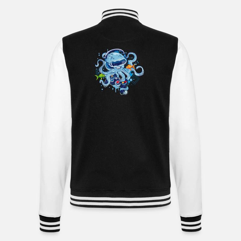 Gaming Oktopus mit Controller - College-Sweatjacke - Schwarz/Weiß