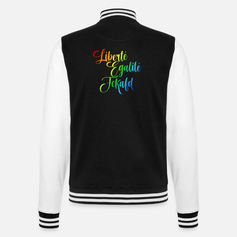 Regenbogen Liberté Égalité Fraternité - College-Sweatjacke - Schwarz/Weiß