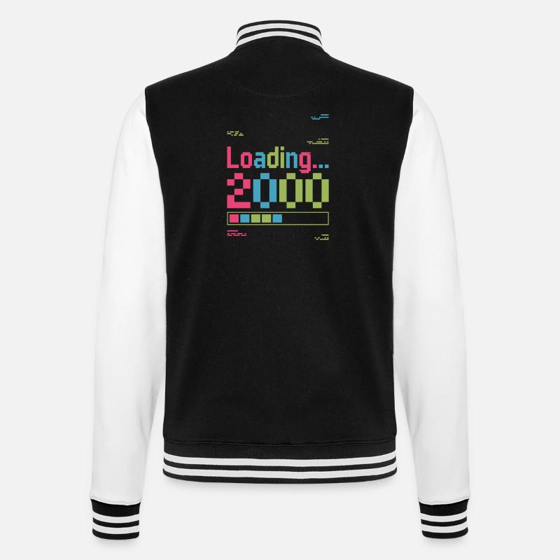Pixel Retro Design Loading 2000 - College-Sweatjacke - Schwarz/Weiß