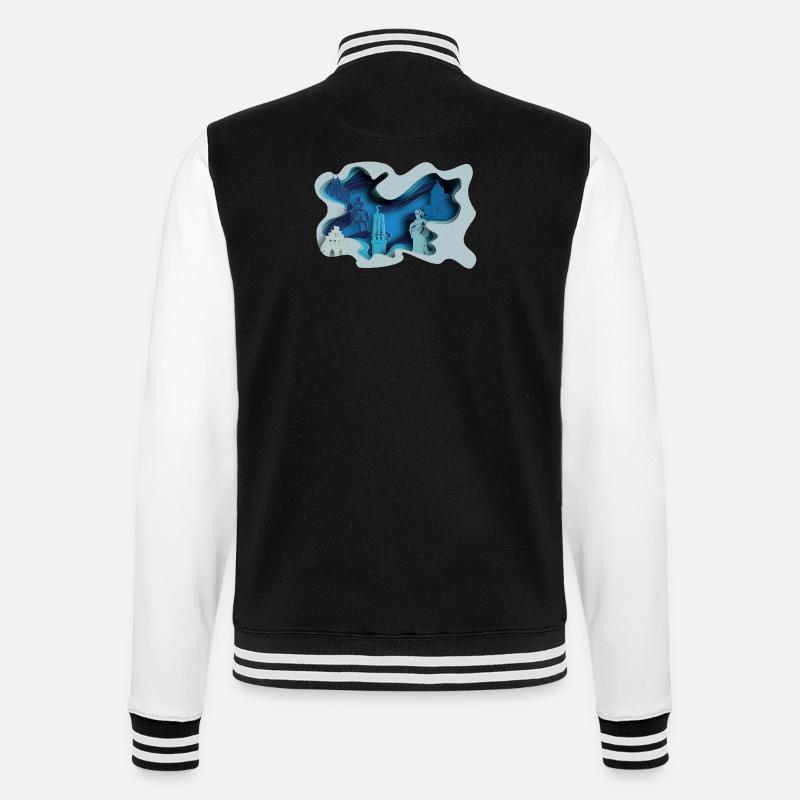 Moers Stadtsilhouette in Hydrographik-Optik - College-Sweatjacke - Schwarz/Weiß