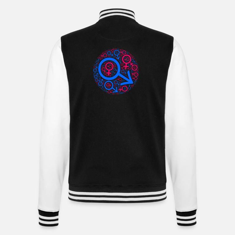 Gender-Kuddelmuddel im Kreis-Design - College-Sweatjacke - Schwarz/Weiß