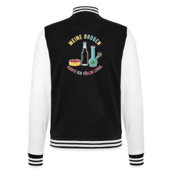 My drugs – completely legal! - College Sweat Jacket - black/white - Back - Marisol (170cm)