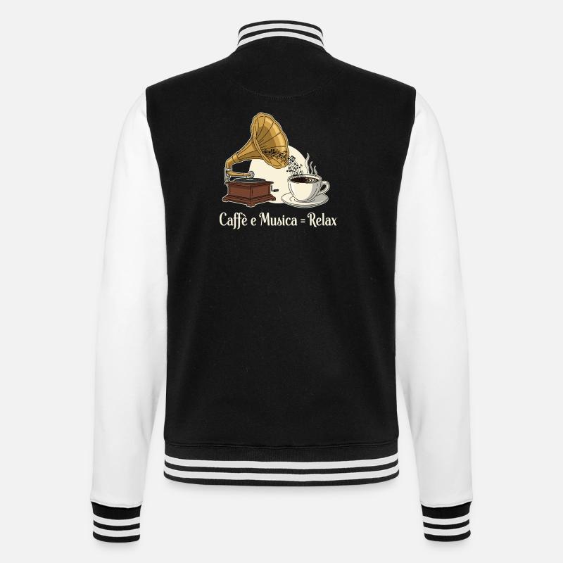 Caffè e Musica = Relax - College-Sweatjacke - Schwarz/Weiß