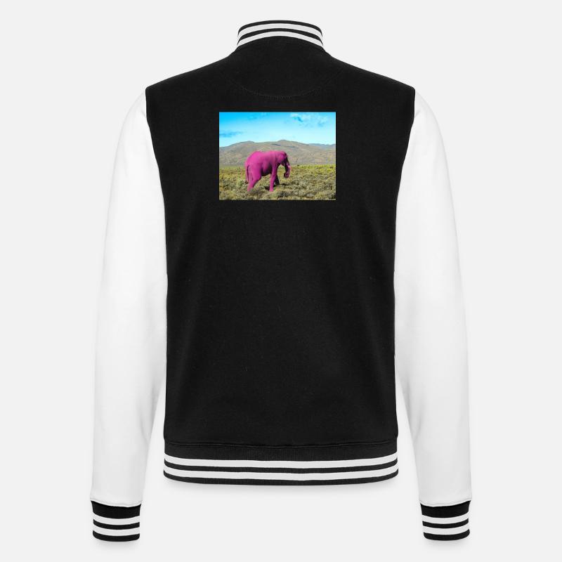 Éléphant rose dans la savane déserte - Veste Teddy - noir/blanc