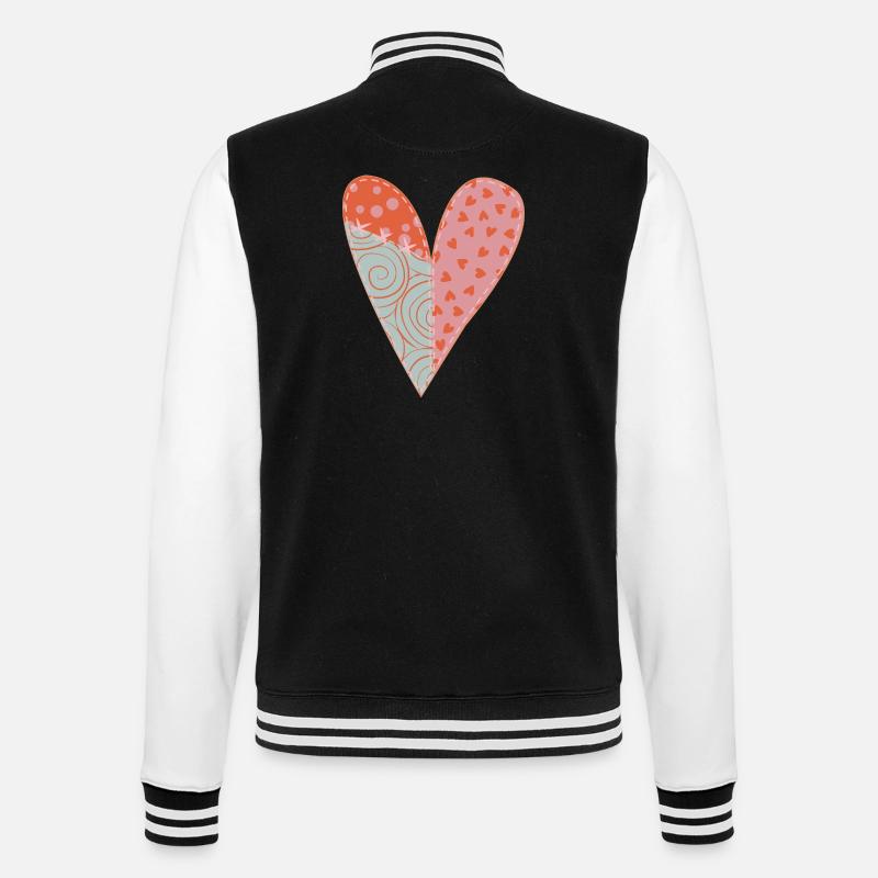 Patchwork Herz Nr. 1 - College-Sweatjacke - Schwarz/Weiß
