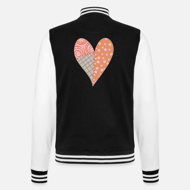 Patchwork Herz Nr. 4 - College-Sweatjacke - Schwarz/Weiß