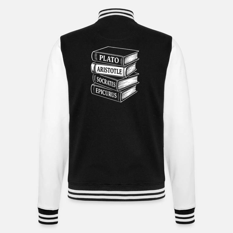 Classical Philosophers Book Stack Design - College Sweat Jacket - black/white