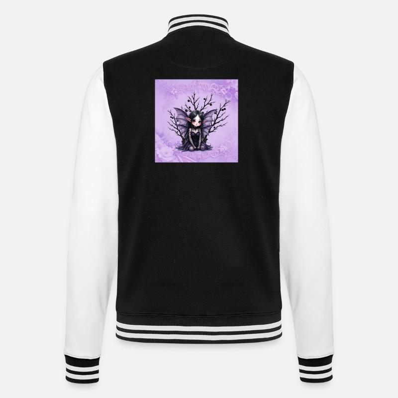 Vampir Fee Mädchen auf dunklem Baum - College-Sweatjacke - Schwarz/Weiß