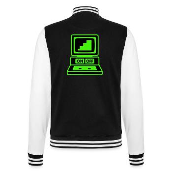 Computer Minimal Pop-Art - College-Sweatjacke - Schwarz/Weiß - Hinten - Marisol (170cm)