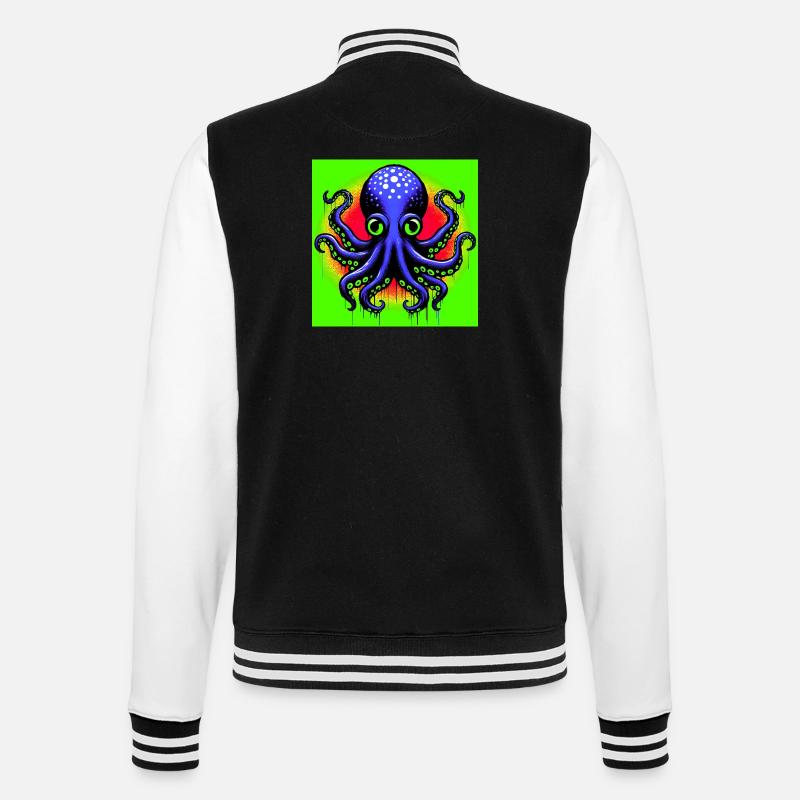 Octopus - College Sweat Jacket - black/white