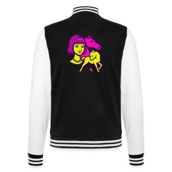 Pferdemädchen Pop-Art - College-Sweatjacke - Schwarz/Weiß - Hinten - Marisol (170cm)