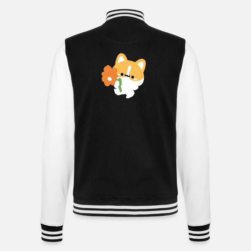 Romantic Corgi - College Sweat Jacket - black/white