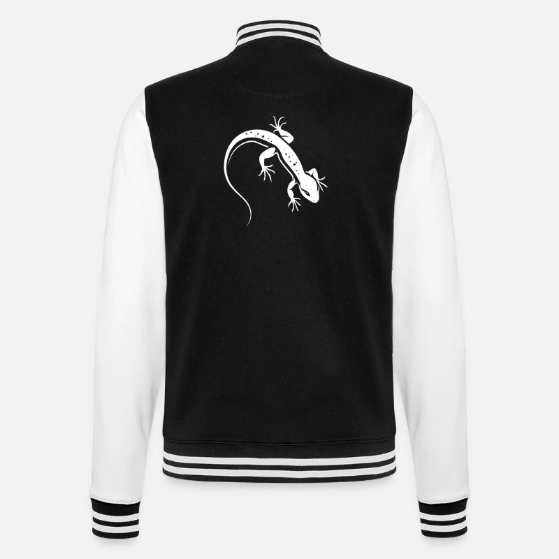 Lizard Silhouette Contrasting Salamander - College Sweat Jacket - black/white