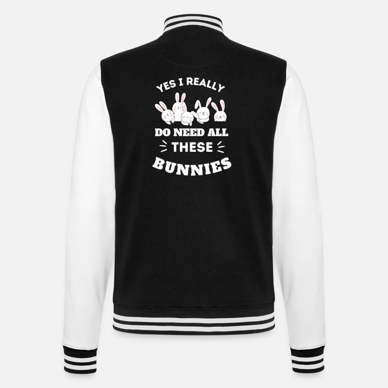 Whimsical Bunny Squad Tee Design - College Sweat Jacket - black/white