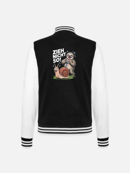 Witziges Faultier mit Schnecke Zieh nicht so - College-Sweatjacke - Schwarz/Weiß