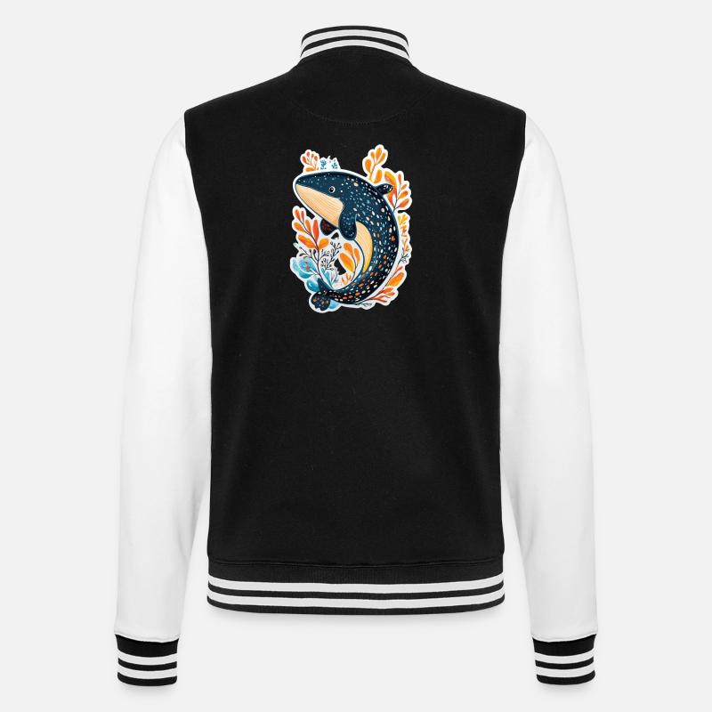 Wal - College-Sweatjacke - Schwarz/Weiß