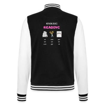 Nothing Beats Reading Rock Paper Scissors - College Sweat Jacket - black/white - Back - Marisol (170cm)