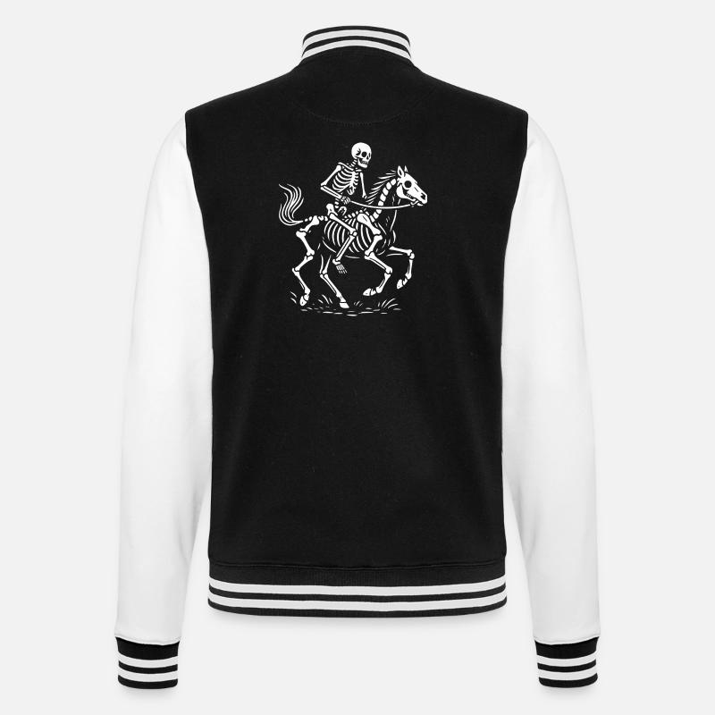Illustration de cavalier squelette éthéré - Veste Teddy - noir/blanc