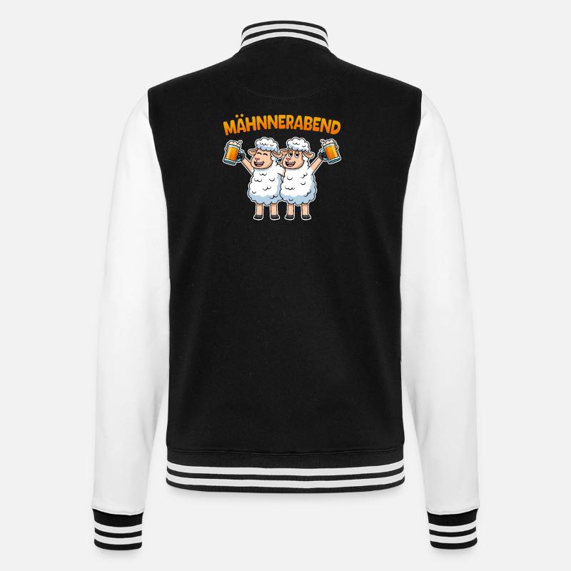 Schafe Männerabend Bier Schaf Mähnnerabend - College-Sweatjacke - Schwarz/Weiß