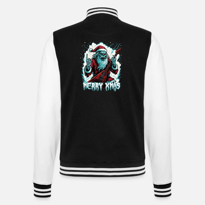 Santa Doom mit E-Gitarre - College-Sweatjacke - Schwarz/Weiß