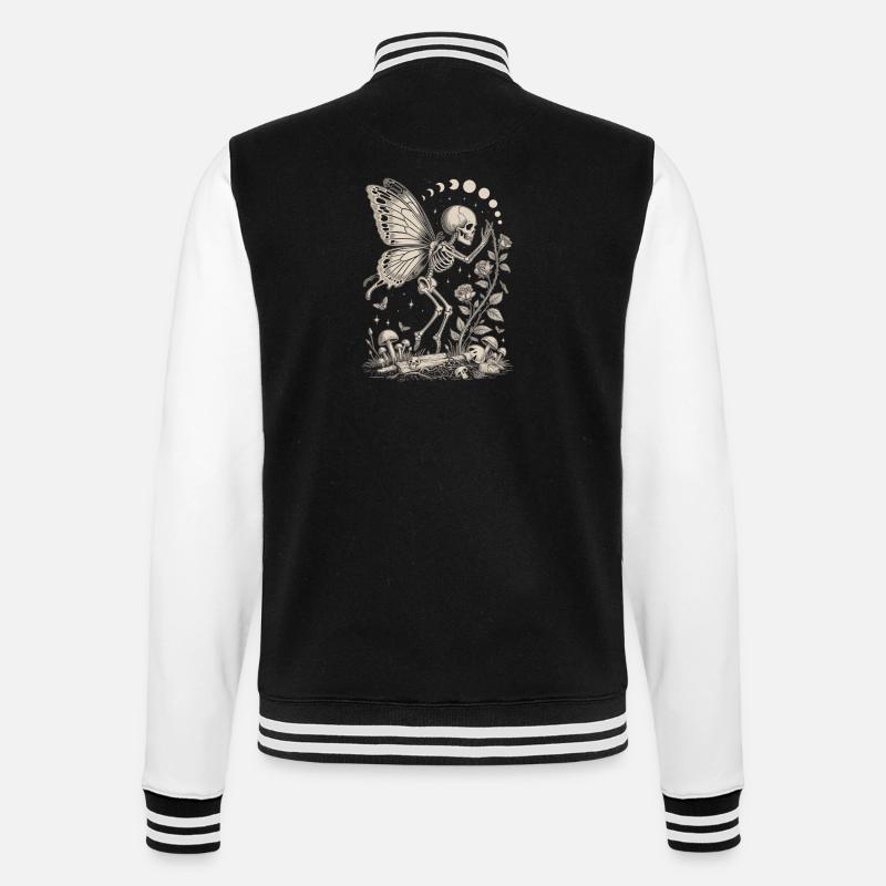Gothic Skelett Fee mit Mondphasen - College-Sweatjacke - Schwarz/Weiß