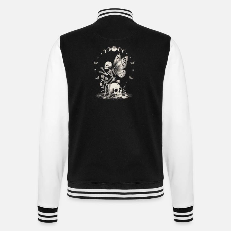 Gothic Skelett Fee mit Mondphasen - College-Sweatjacke - Schwarz/Weiß
