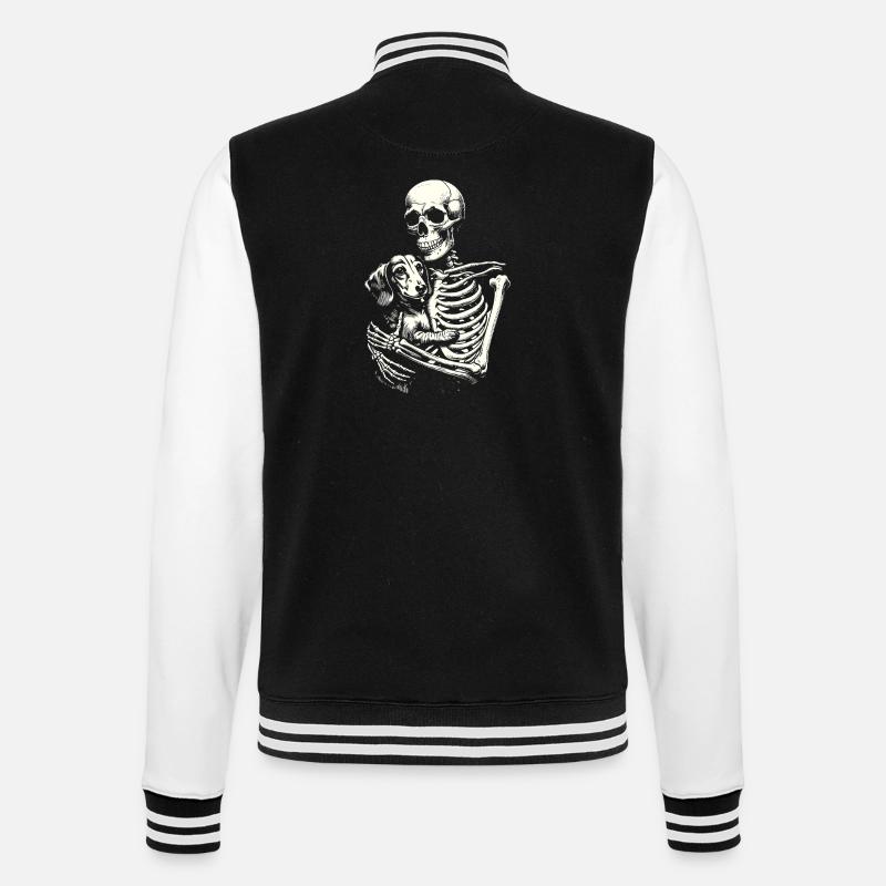 Teckel squelette étreignant - Veste Teddy - noir/blanc