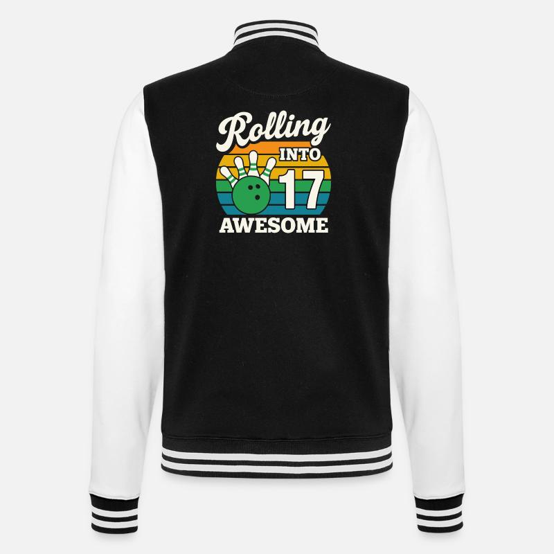 Retro Bowling 17th Birthday Tee - College Sweat Jacket - black/white