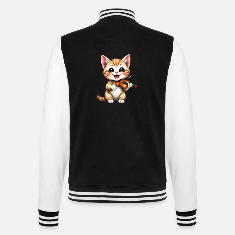 Chaton joue du violon - Veste Teddy - noir/blanc