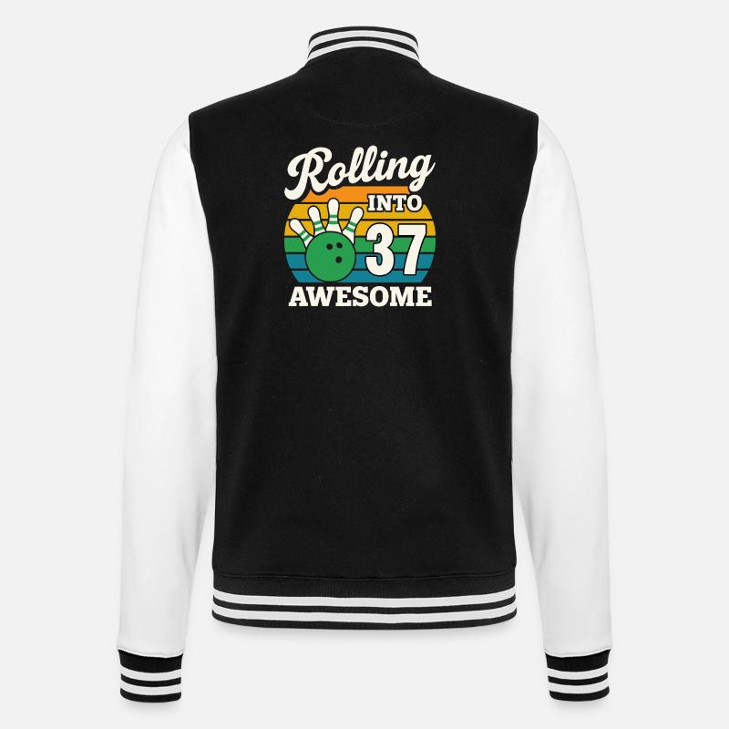 Bowling 37th Birthday Celebration Graphic - College Sweat Jacket - black/white
