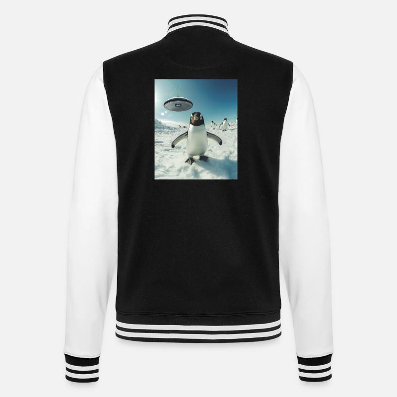 Selfie de pingouin avec OVNI - Veste Teddy - noir/blanc
