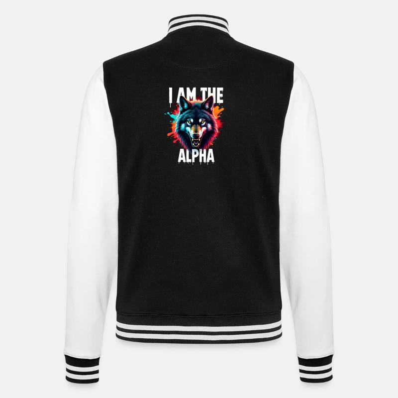 I am the Alpha Wolf - College Sweat Jacket - black/white