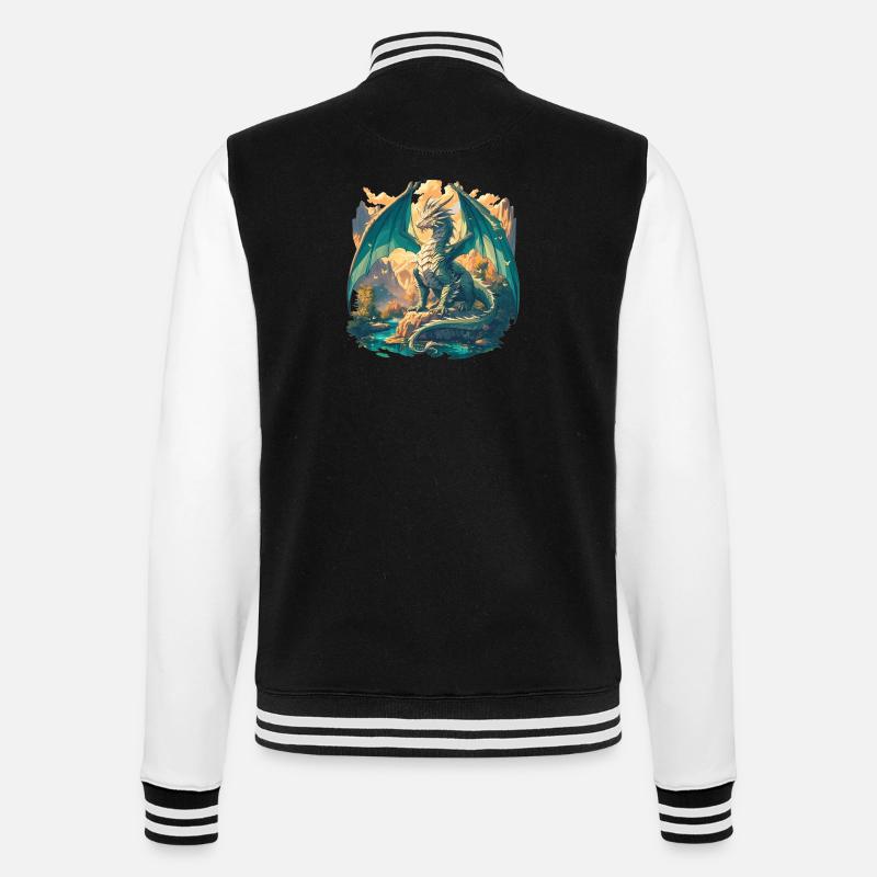 Drachen Drache - College-Sweatjacke - Schwarz/Weiß