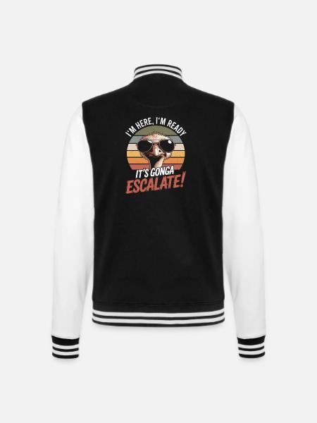Retro Strauss Bin Da Kann Los Gehen Es Eskaliert - College-Sweatjacke - Schwarz/Weiß