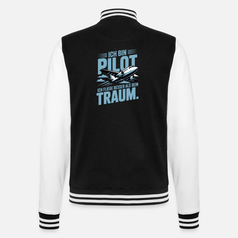 Pilot Geschenkidee - College-Sweatjacke - Schwarz/Weiß