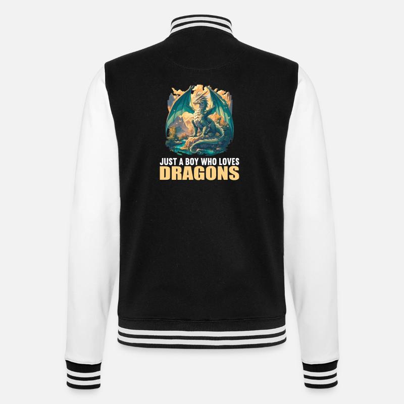 Drachen Drache - College-Sweatjacke - Schwarz/Weiß