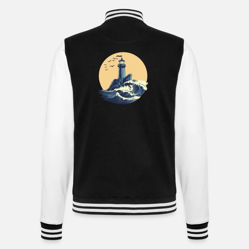 Phare sur une mer agitée - Veste Teddy - noir/blanc