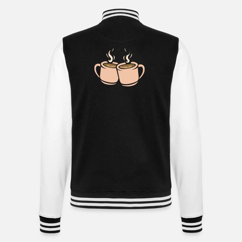 Zwei Kaffeetassen Illustration - College-Sweatjacke - Schwarz/Weiß