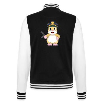 Hamster Polizist Schlagstock Polizei - College-Sweatjacke - Schwarz/Weiß - Hinten - Marisol (170cm)