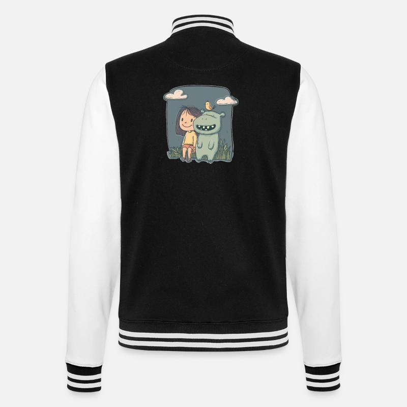 Mädchen und Nilpferd Freundschaft - College-Sweatjacke - Schwarz/Weiß